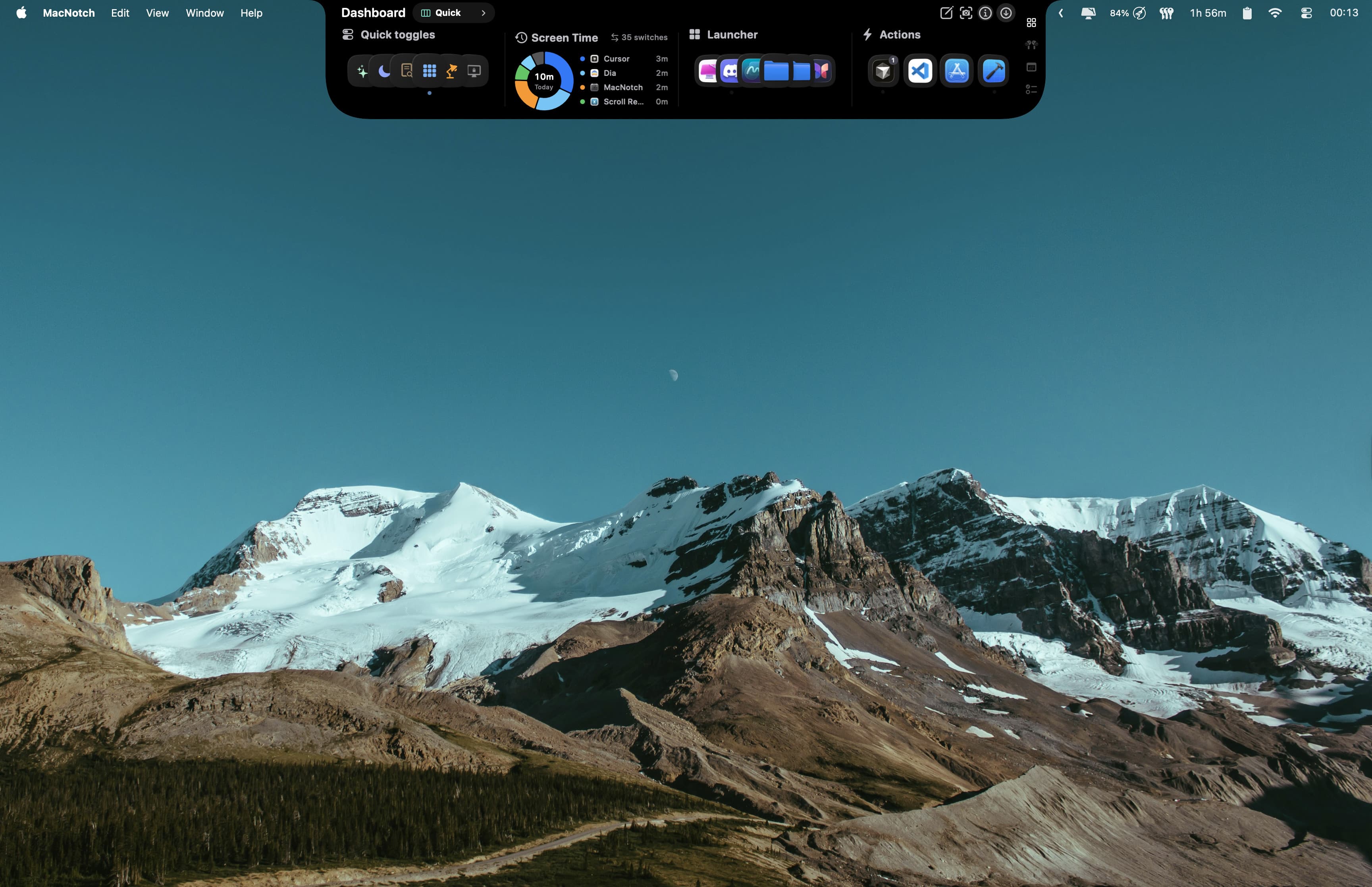Notch dashboard modu